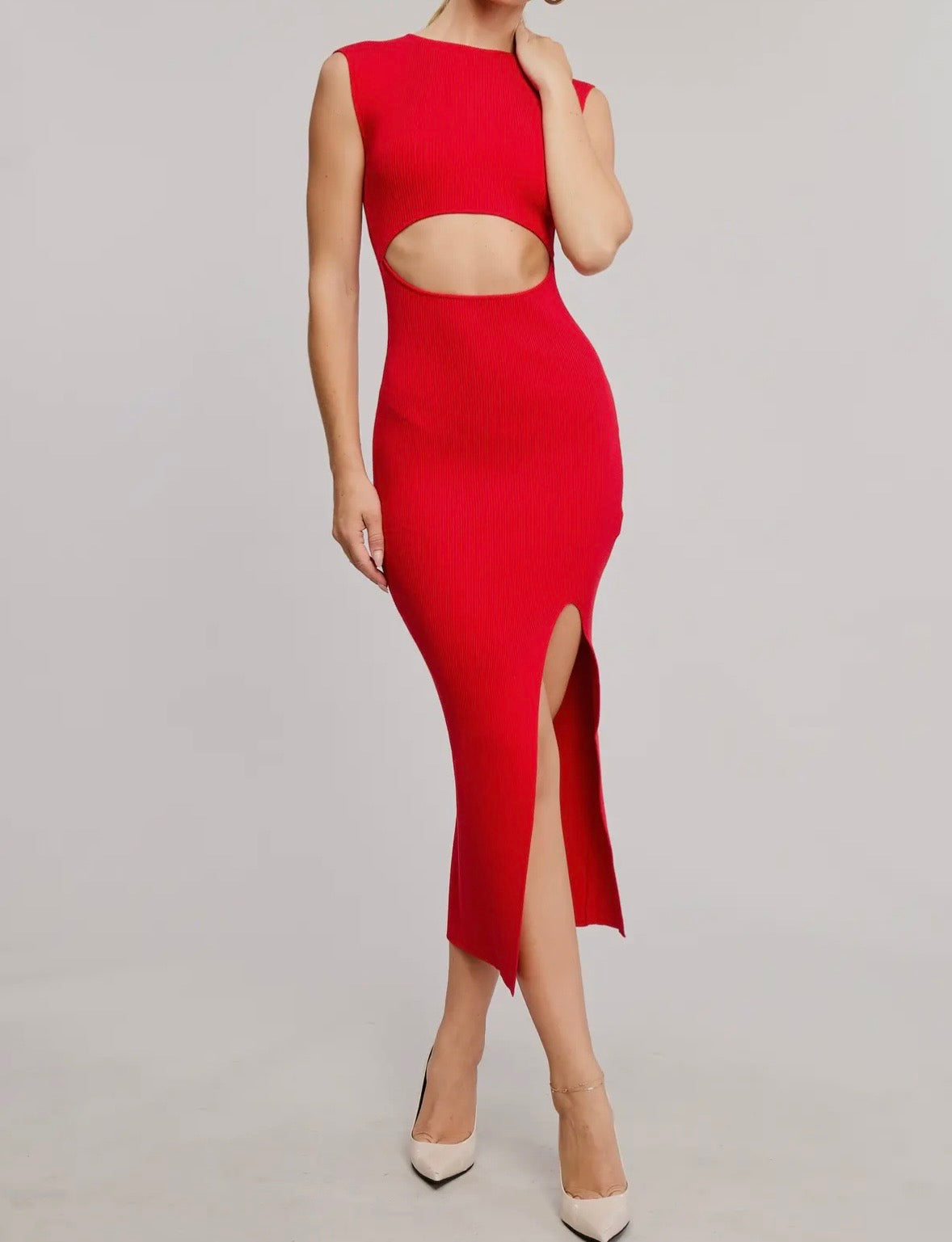 Front Cut Out Midi Dress