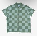 Checkered Knit Button Up