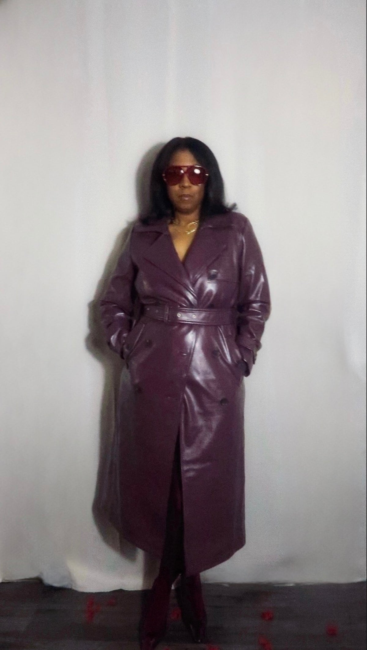 Faux Leather Trench