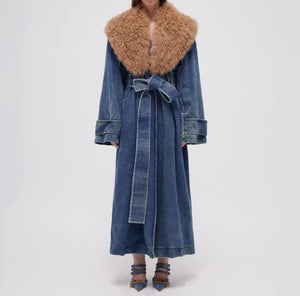 Denim Detachable Collar Trench