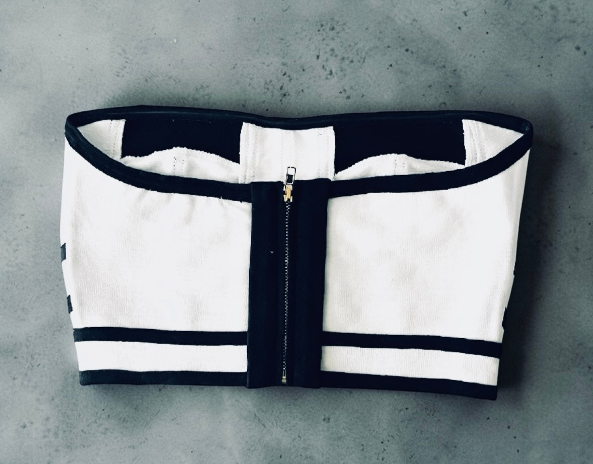Black/White Crop Bustier