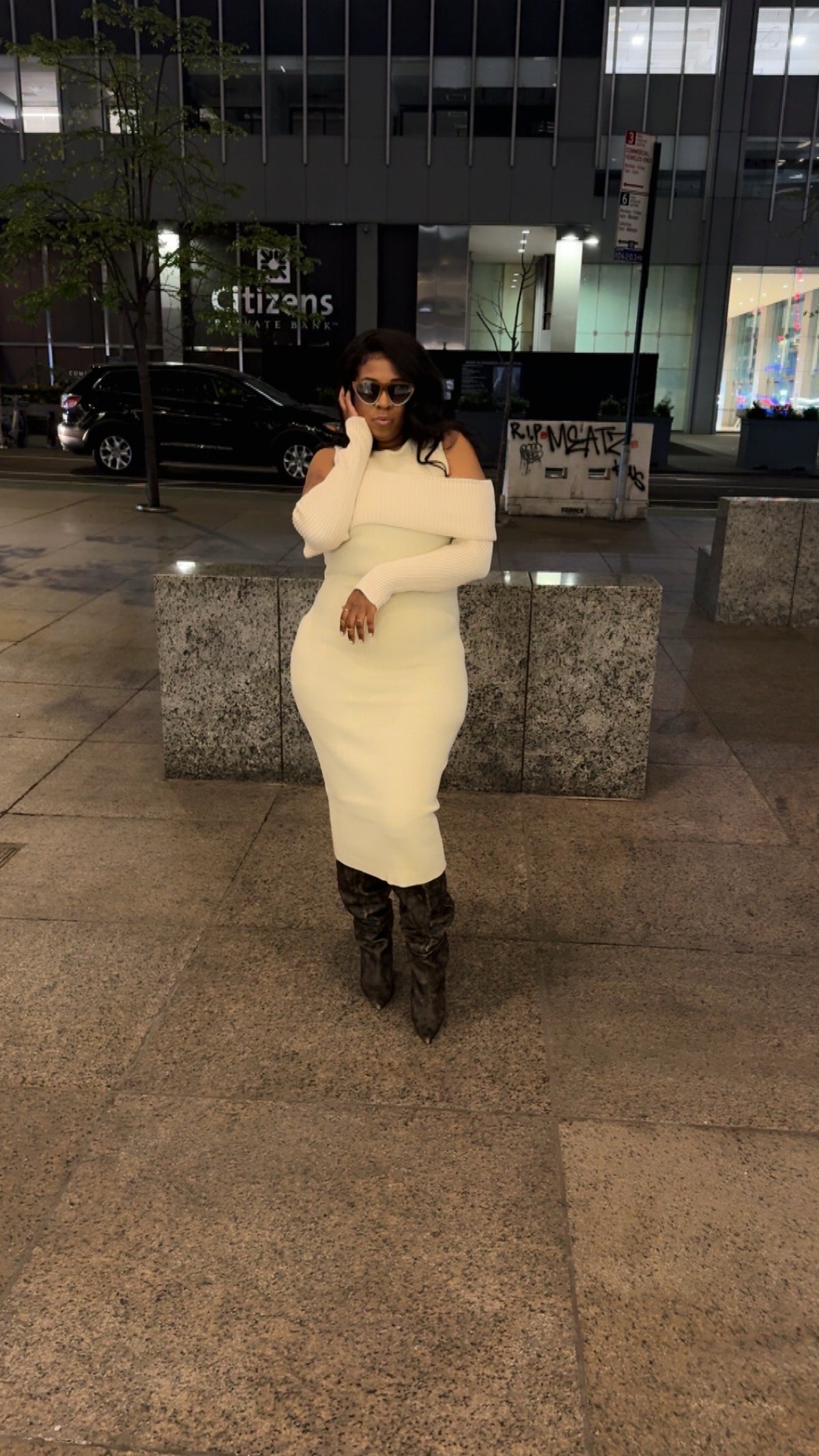Off-Shoulder Spliced Dress