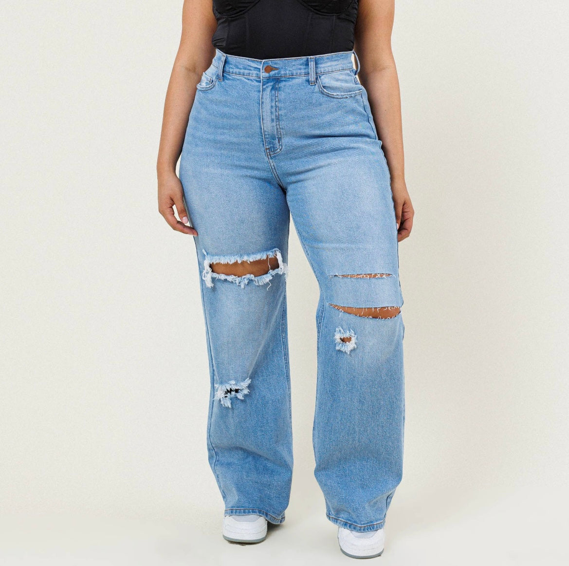 Ripped Wide Leg Denim