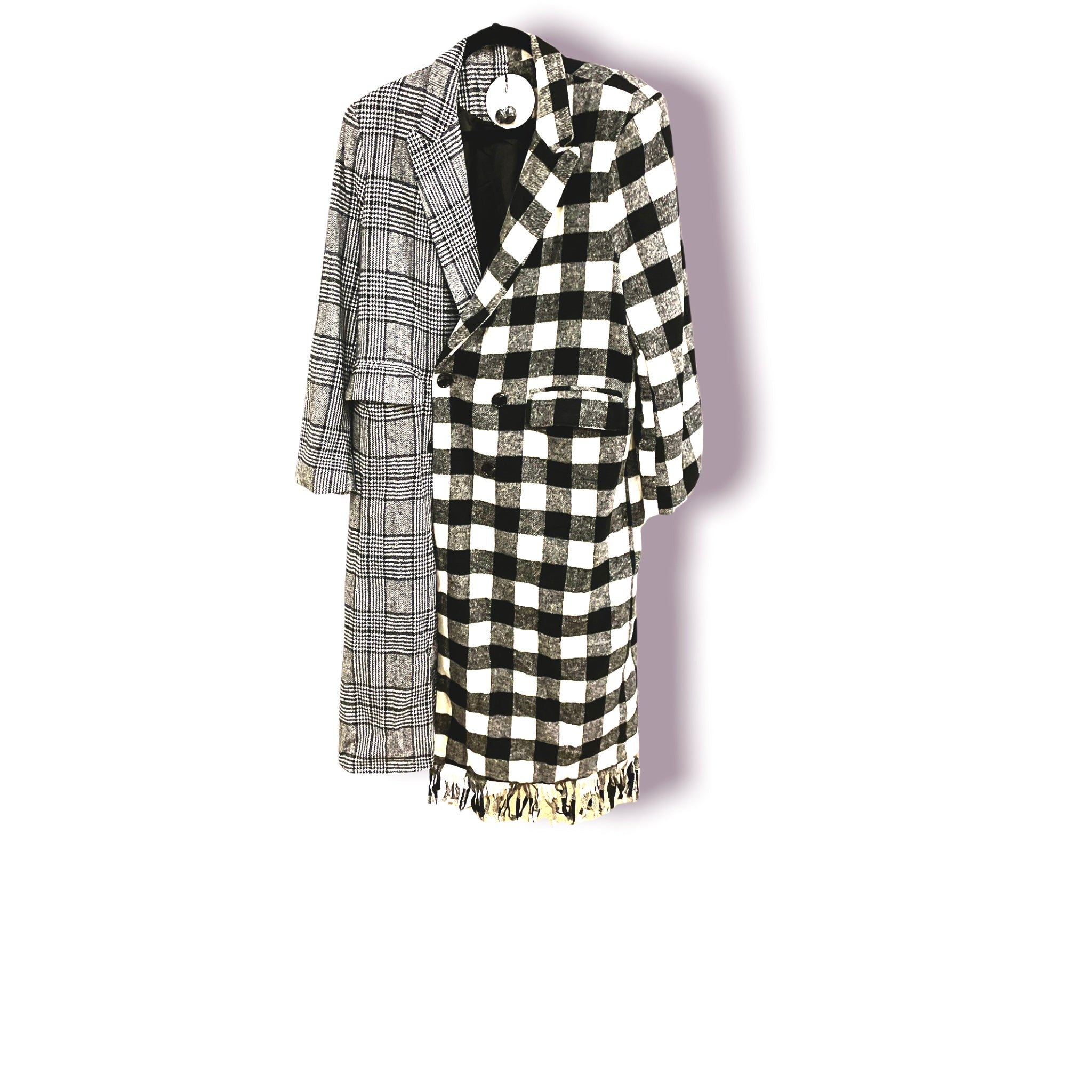 Long Mixed Plaid Jacket
